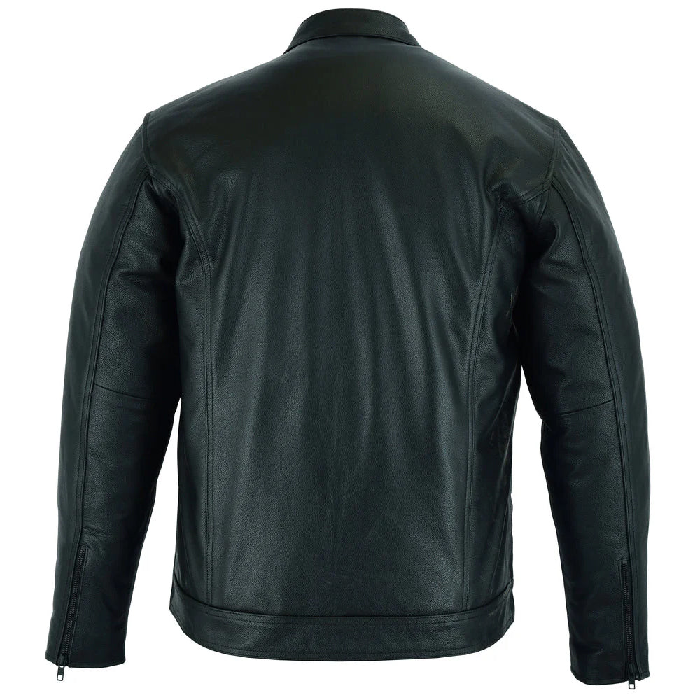 ADA788 Men's Full Cut Leather Shirt with Zipper/Snap Front