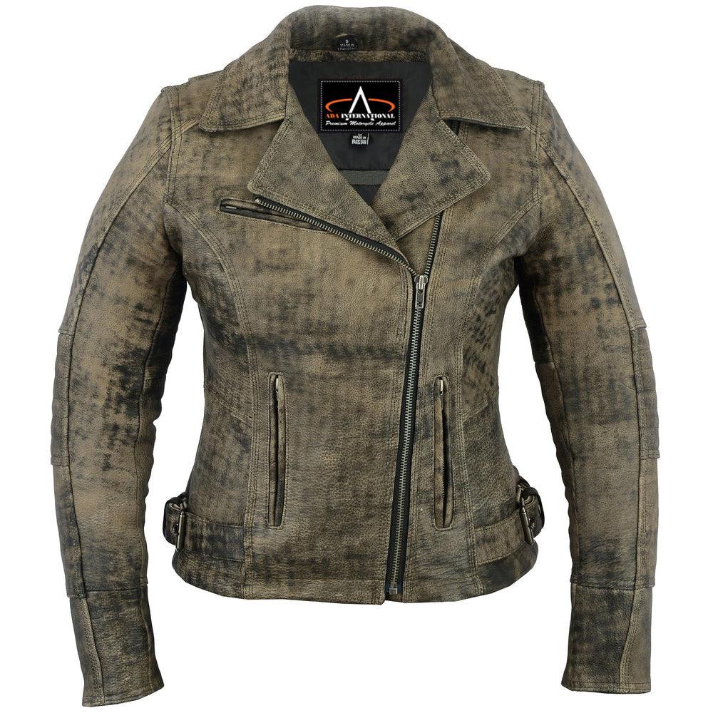 ADA836 Women's Updated Stylish Antique Brown M/C Jacket