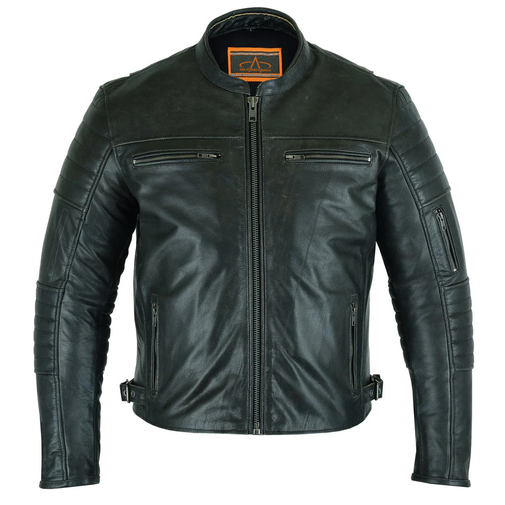 ADA754 Men's Modern Crossover Scooter Jacket - Gun Metal Brown