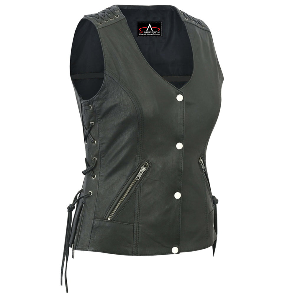 ADA285 Women's Vest with Grommet and Lacing Accents