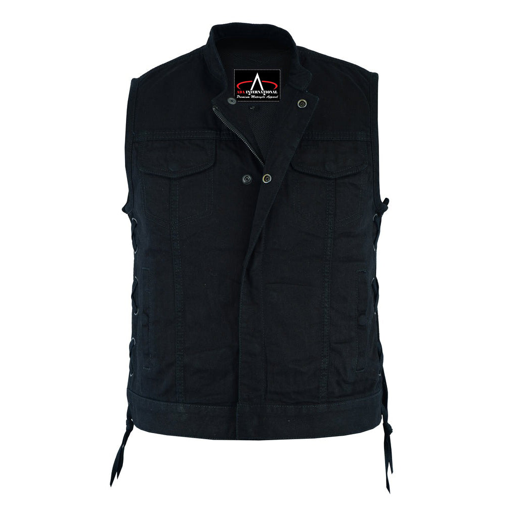ADA986 Women's Advance Side Laces Black Construction Denim Vest