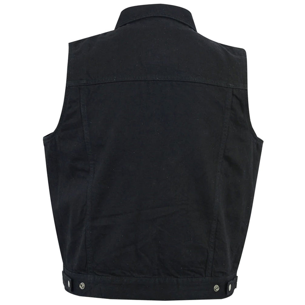 ADA970BK Snap Front Denim Vest- Black