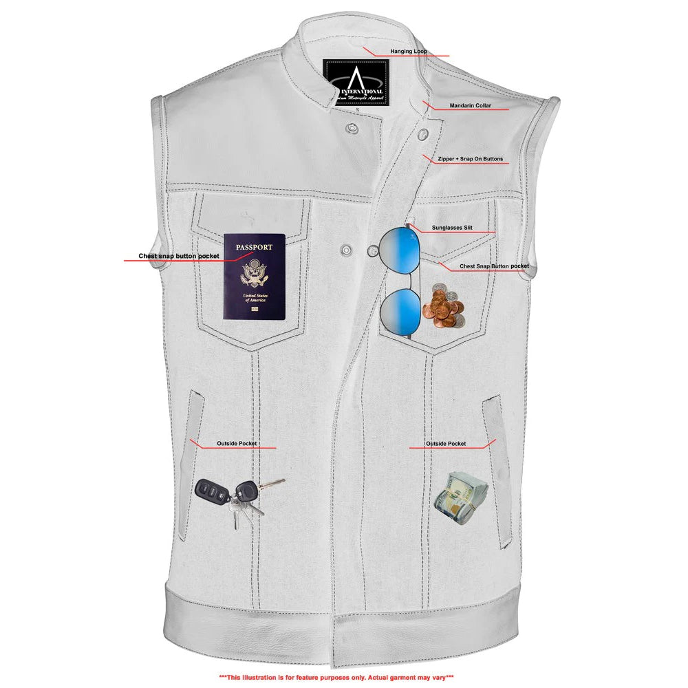 ADA900 Men's Leather/Denim Combo Vest