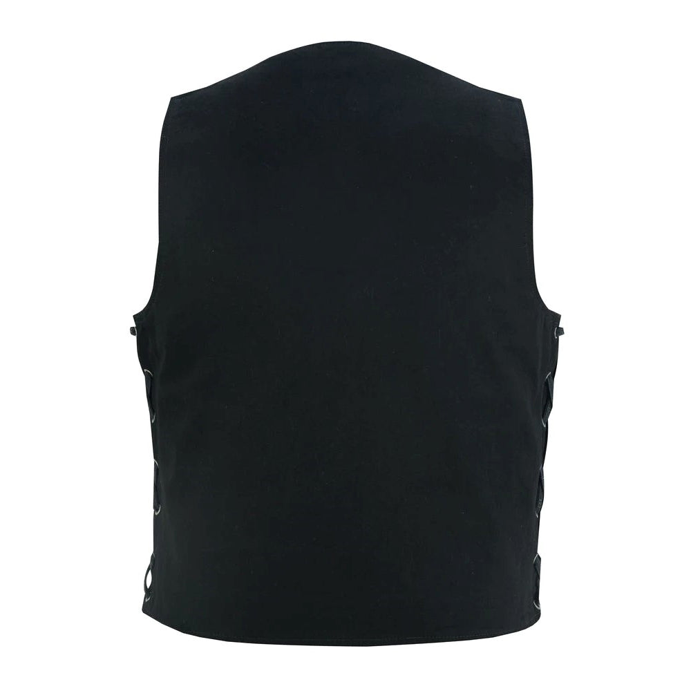 ADA911 Men's Traditional Denim Vest with Side Laces