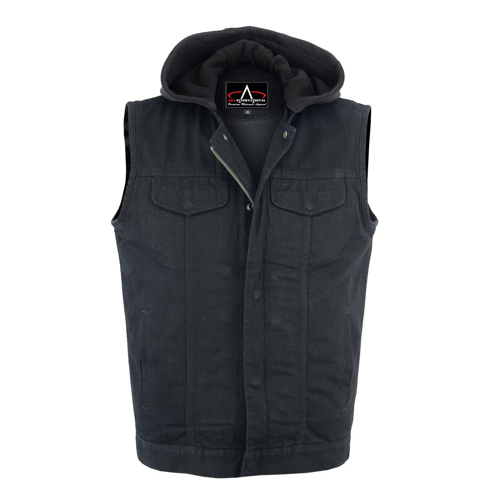 ADA982 Men's Black Denim Single Back Panel Concealment Vest w/Rem