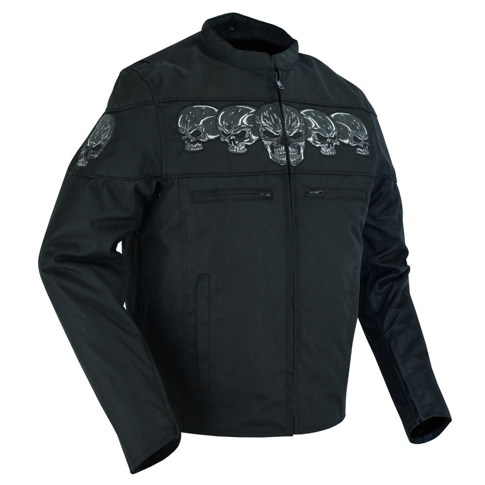 ADA600 Men's Textile Scooter Style Jacket w/ Reflective Skulls