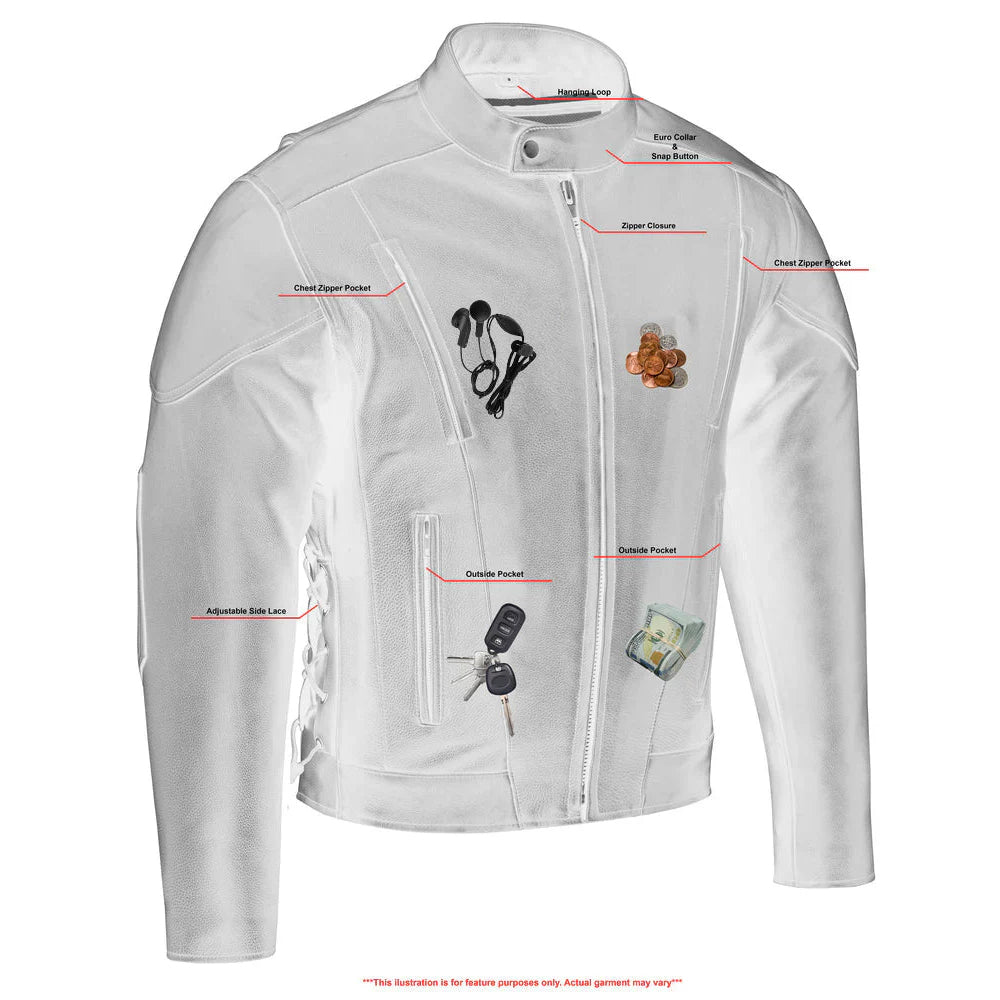 ADA777 Men's Vented M/C Jacket Side Laces