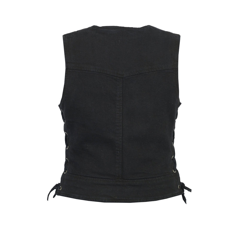 ADA942BK Women's Stylish Black Denim Vest
