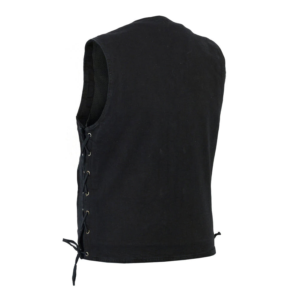 ADA905BK Men's Single Back Panel Concealed Carry Denim Vest