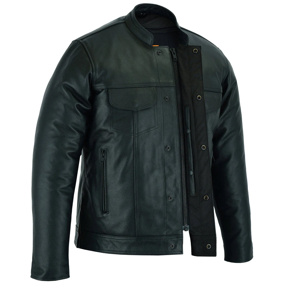 ADA788 Men's Full Cut Leather Shirt with Zipper/Snap Front