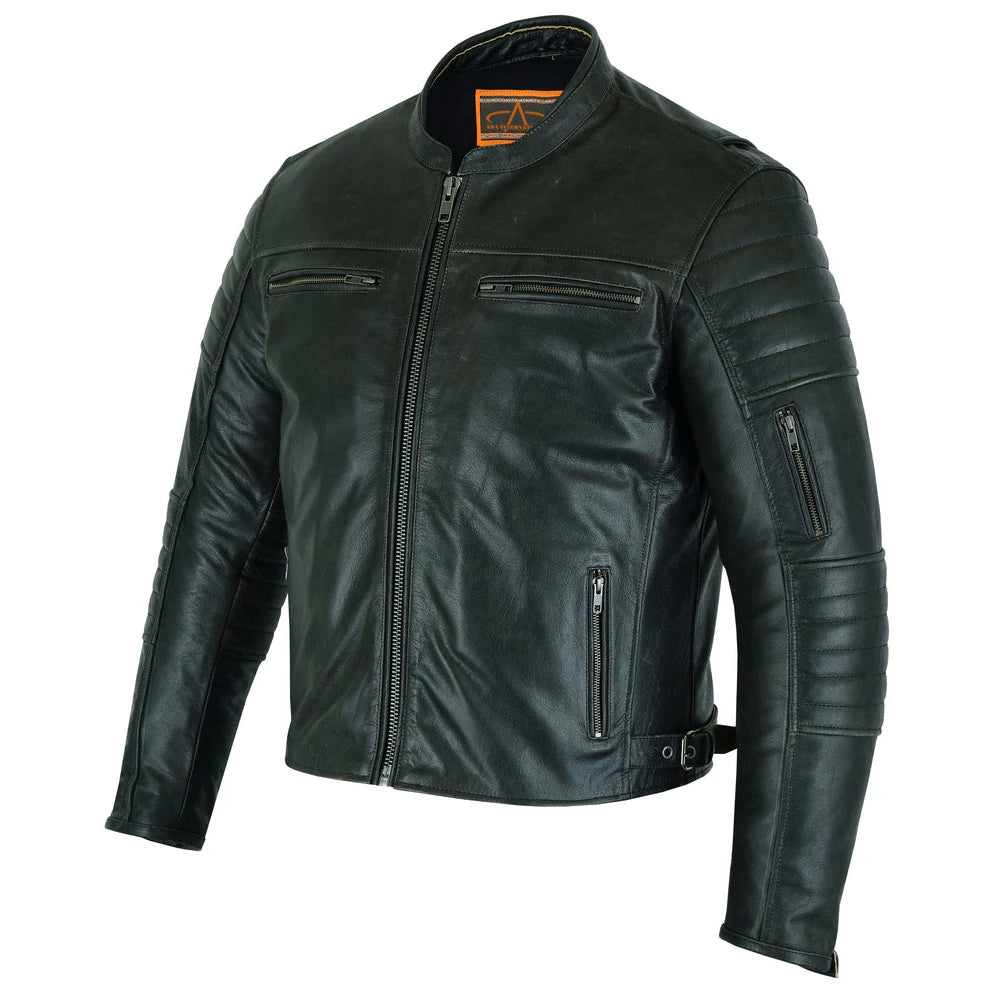 ADA754 Men's Modern Crossover Scooter Jacket - Gun Metal Brown