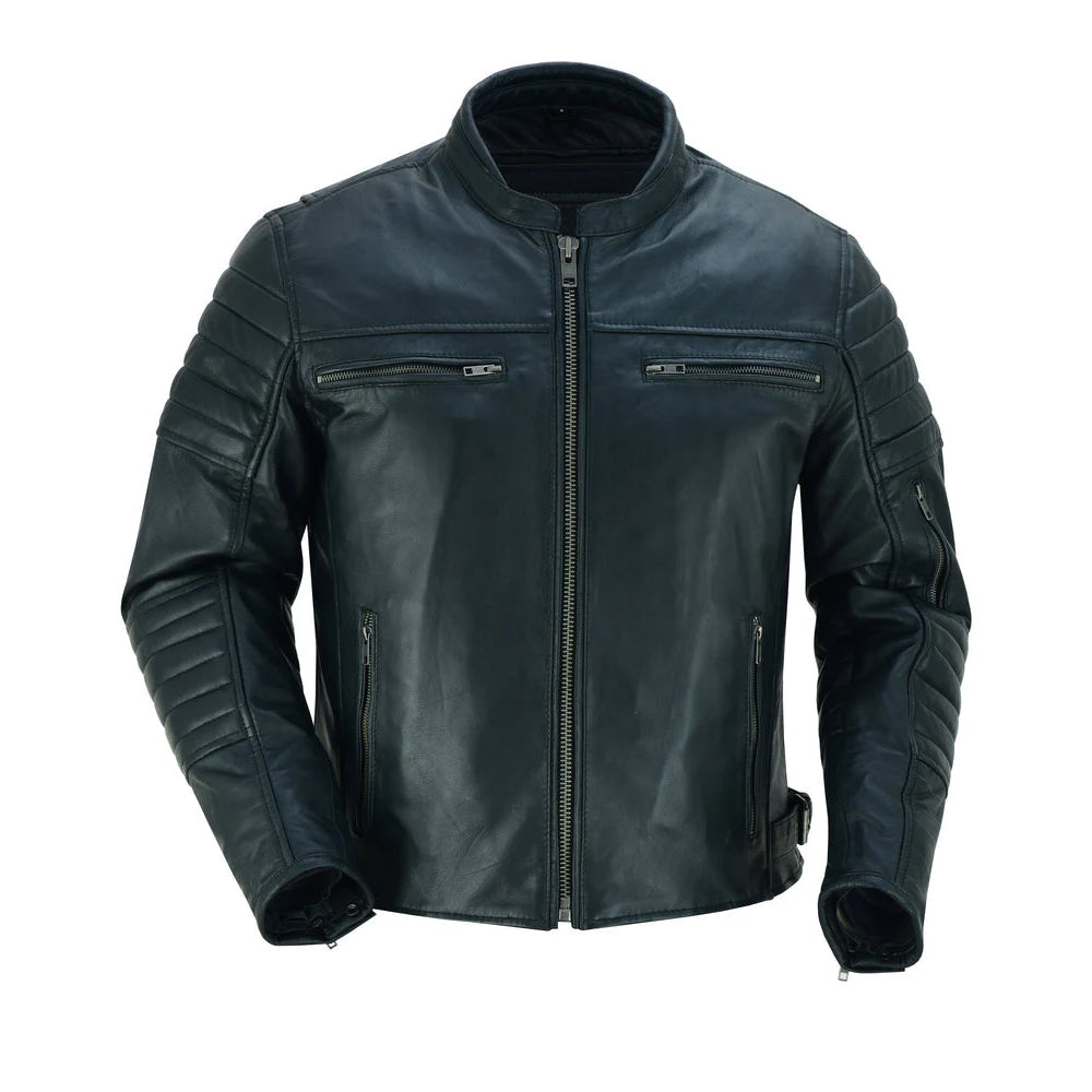ADA757 Men's Lightweight Drum Dyed Naked Lambskin Crossover Scooter Ja