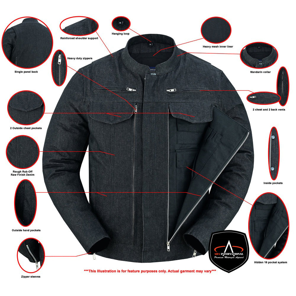 ADA915 Men’s Denim Jacket – Raw Finish with Smart Access Pockets