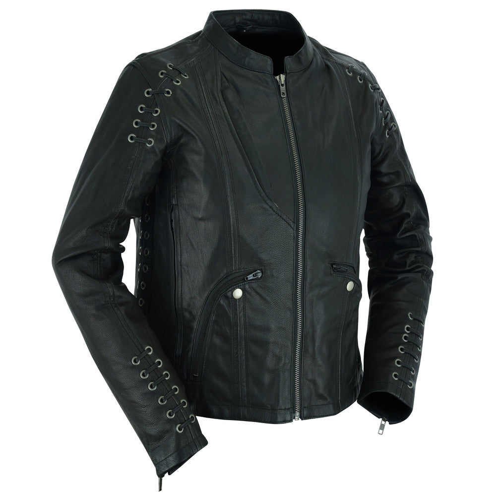 ADA885 Women's Stylish Jacket with Grommet and Lacing Accents