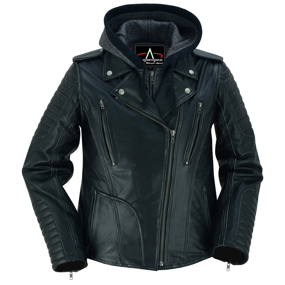 ADA877 Women's M/C Jacket with Rub-Off Finish