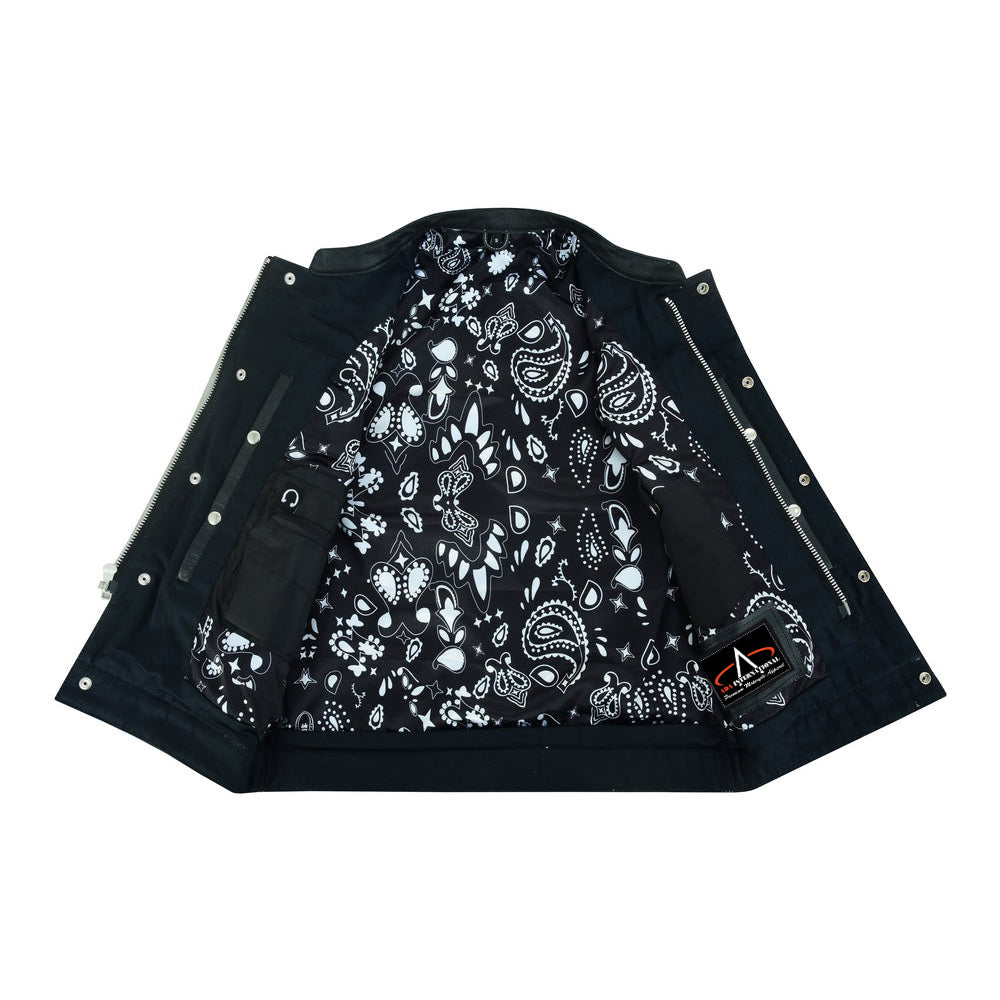 ADA164 Men's Paisley Black Leather Motorcycle Vest