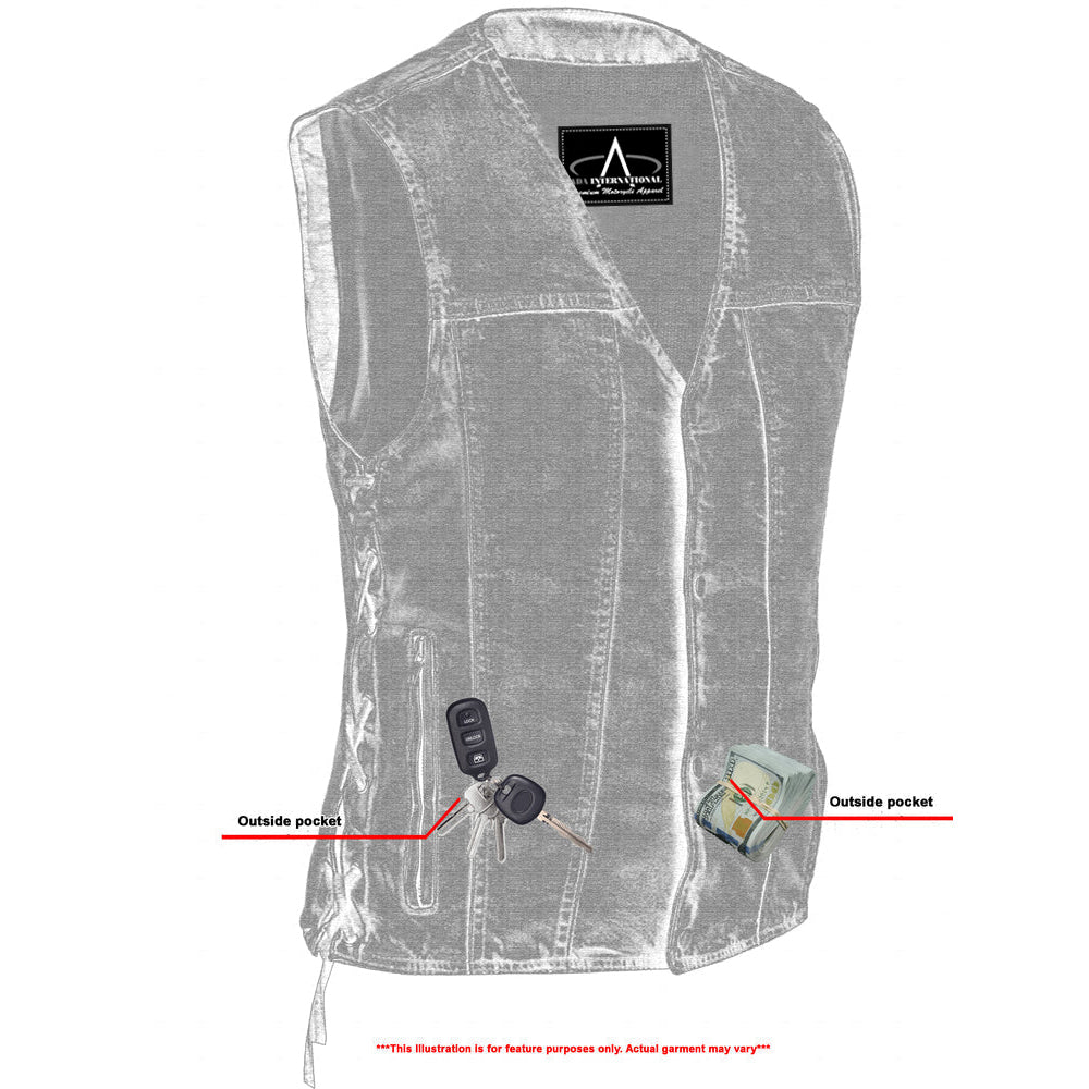 ADA905BU Men's Single Back Panel Concealed Carry Denim Vest