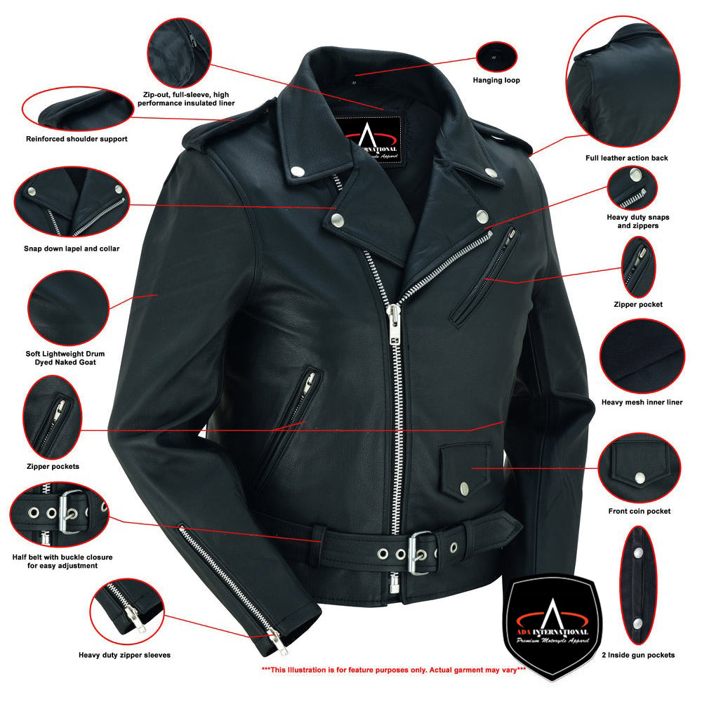 ADA850 Women's Classic Plain Side Fitted M/C Style Jacket