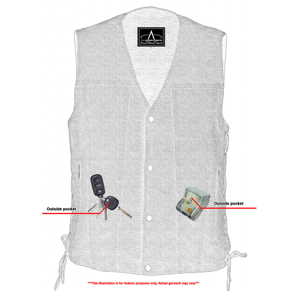 ADA905BK Men's Single Back Panel Concealed Carry Denim Vest