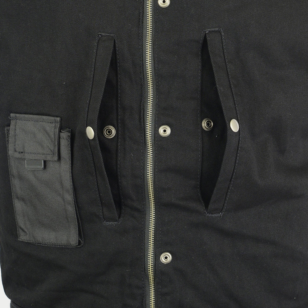 ADA982 Men's Black Denim Single Back Panel Concealment Vest w/Rem