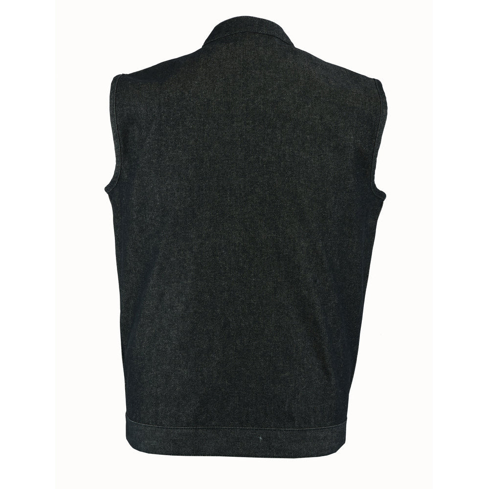 ADA977 Men's Rough Rub-Off Raw Finish Denim Vest