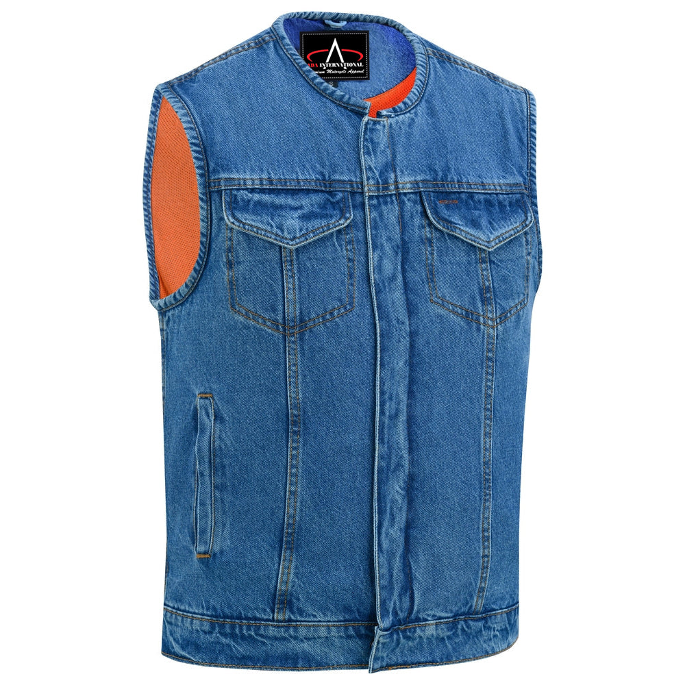 ADA981BU Concealed Snaps, Denim Material, Hidden Zipper, w/o Collar