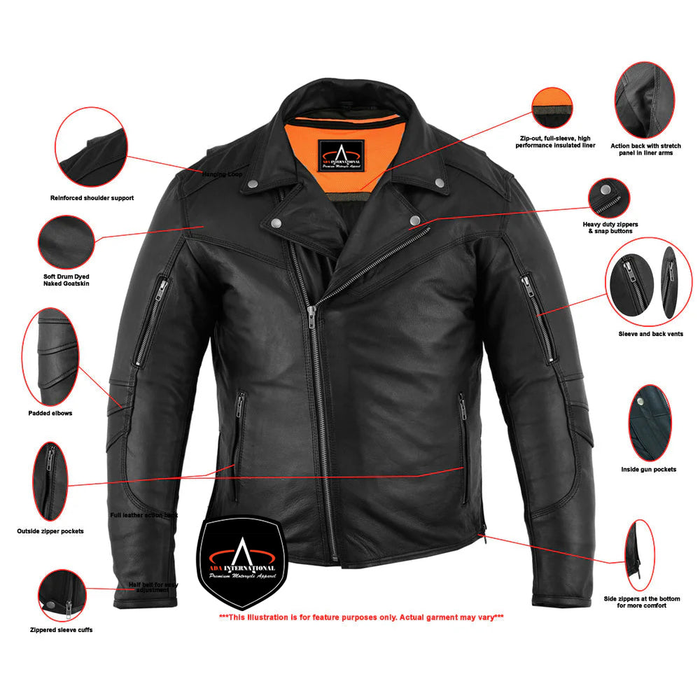 ADA794 Men's Modern Longer Beltless Biker Jacket