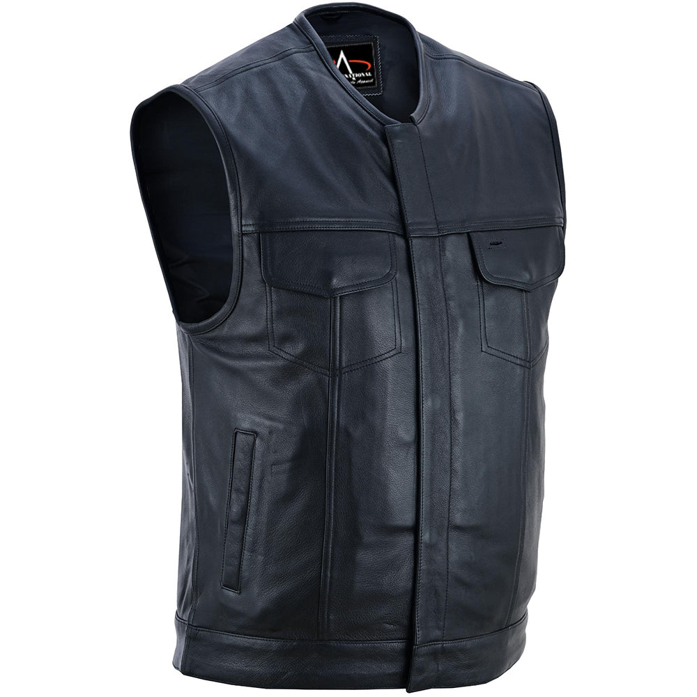 ADA181A Men’s Black Milled Leather Concealed Vest