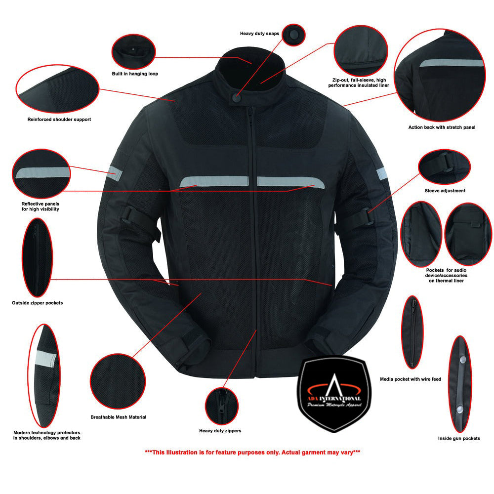 ADA764 Men’s Black Racer Mesh Jacket With Armor