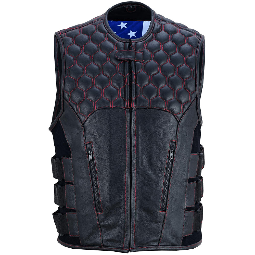 ADA009 Patriot Wheels Men's Motorcycle Leather Vest