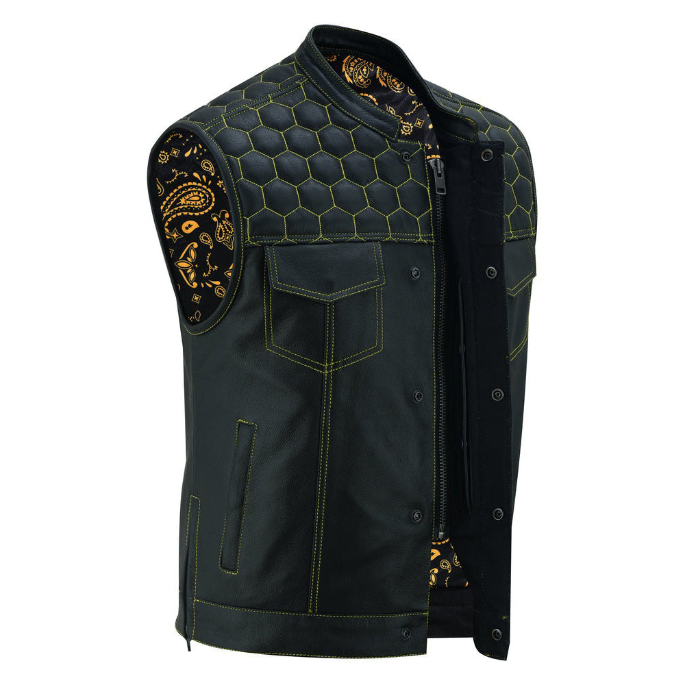 ADA195 Gold Rush Men's Motorcycle Leather Vest