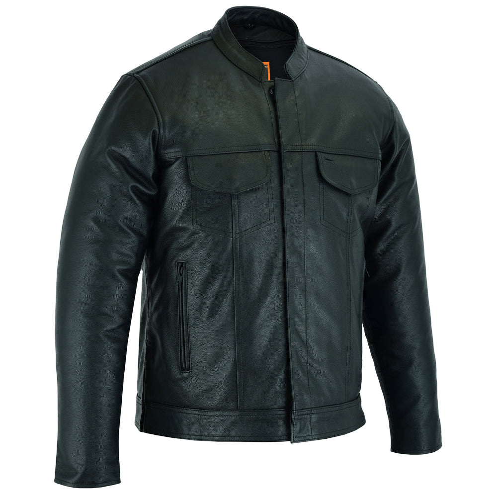 ADA788 Men's Full Cut Leather Shirt with Zipper/Snap Front
