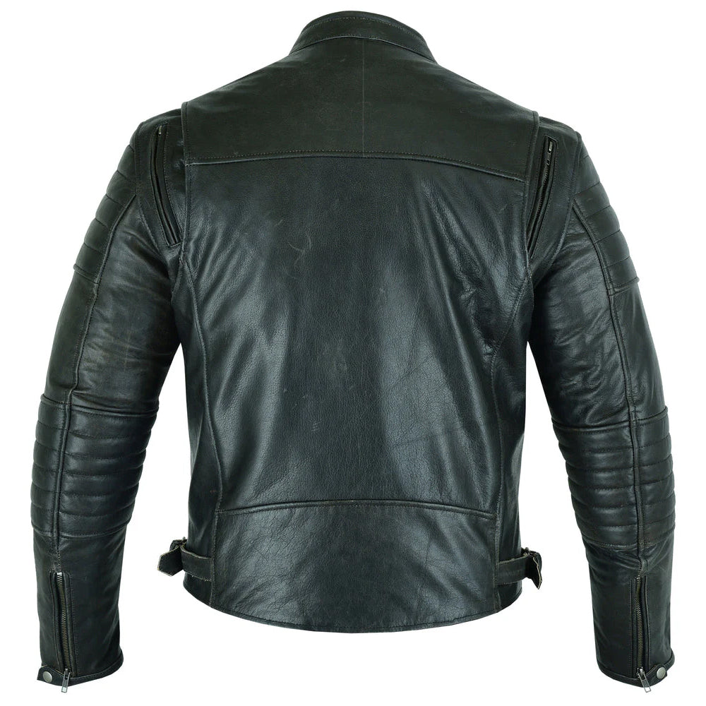 ADA754 Men's Modern Crossover Scooter Jacket - Gun Metal Brown
