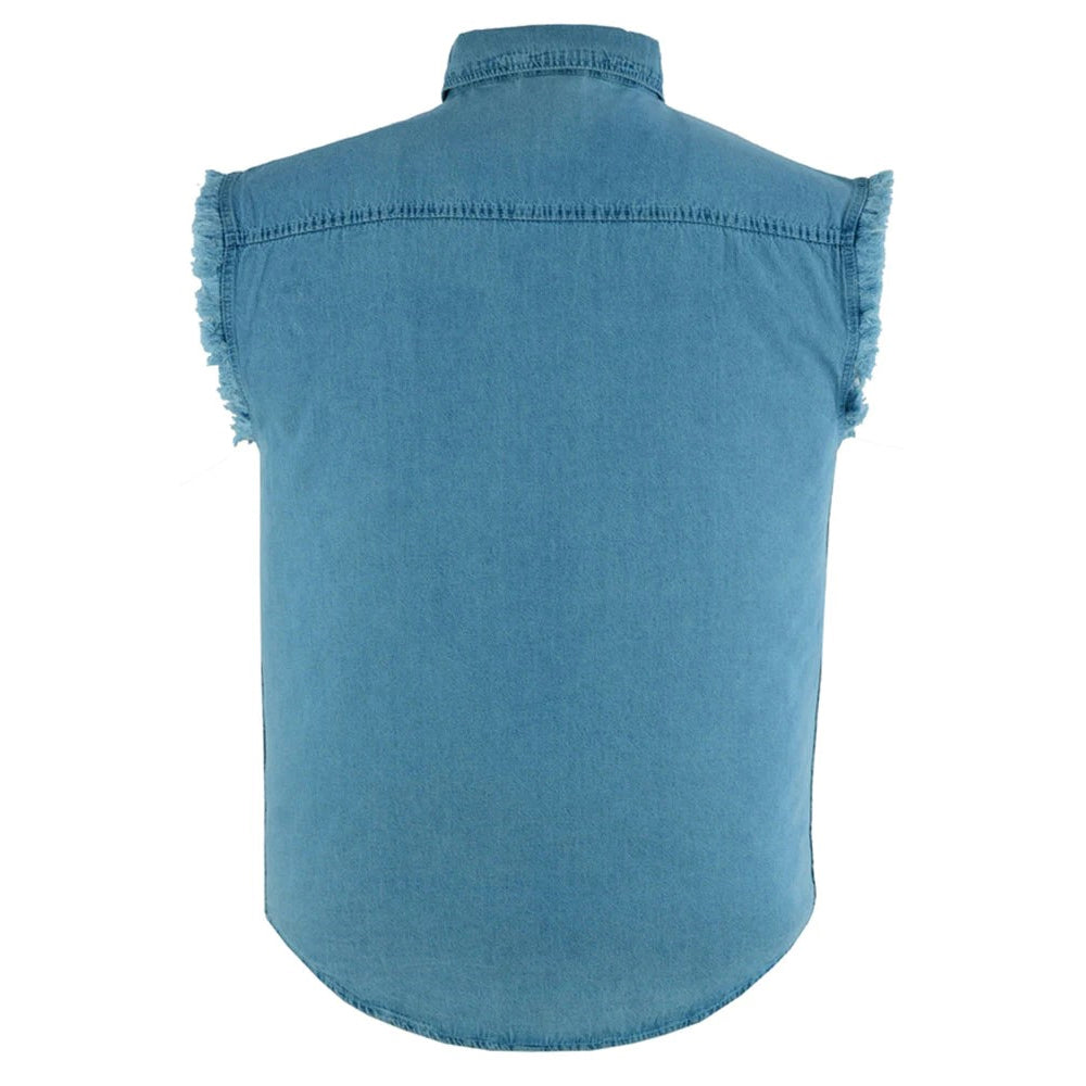 ADA6002 Men's Blue Lightweight Sleeveless Denim Shirt