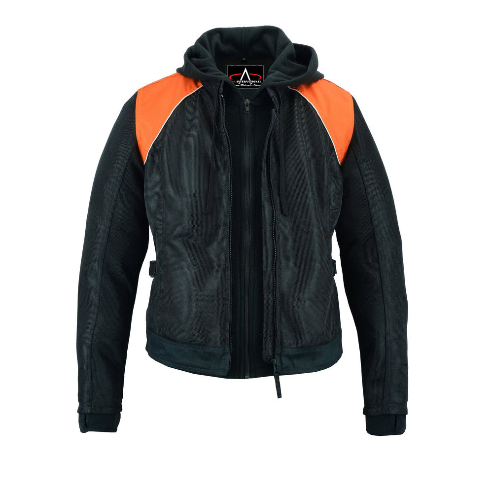 ADA827 Women's Mesh 3-in-1 Motorcycle Jacket (Black/Orange)