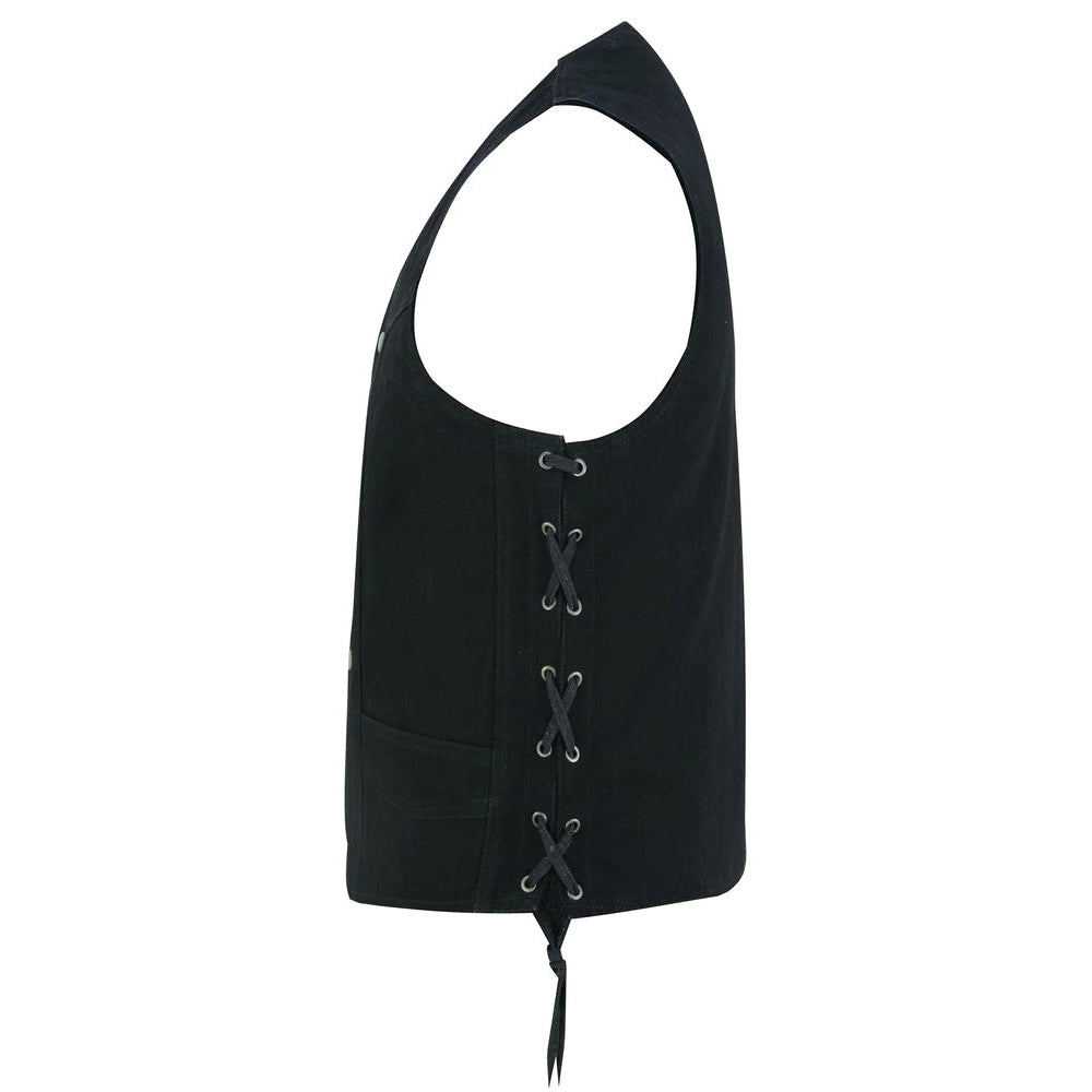 ADA911 Men's Traditional Denim Vest with Side Laces