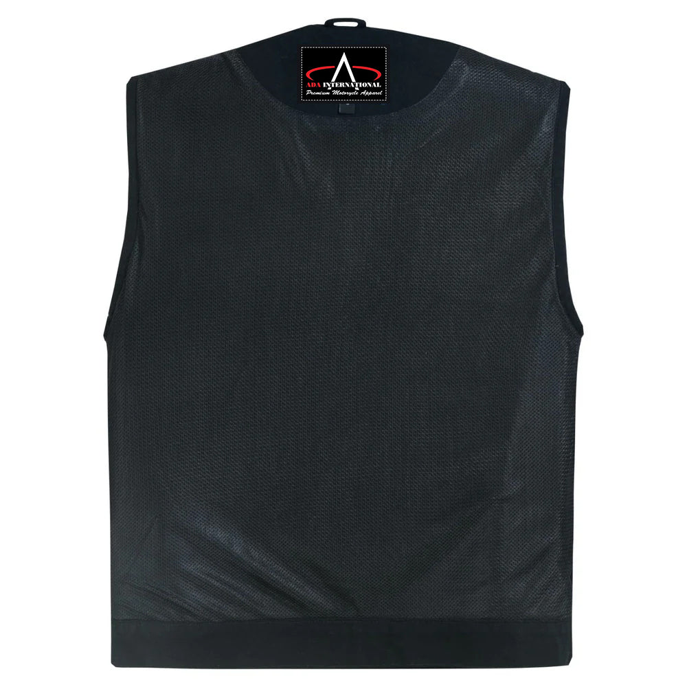 ADA981BK Rugged Men's Denim Vest - Concealed Snap with Hidden Zipper