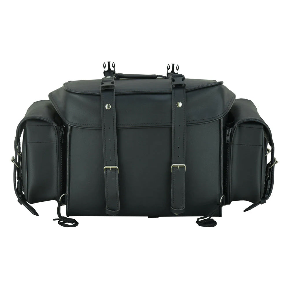 ADA350 Leather Black PVC Large Four Piece Motorcycle Touring Tail Bag