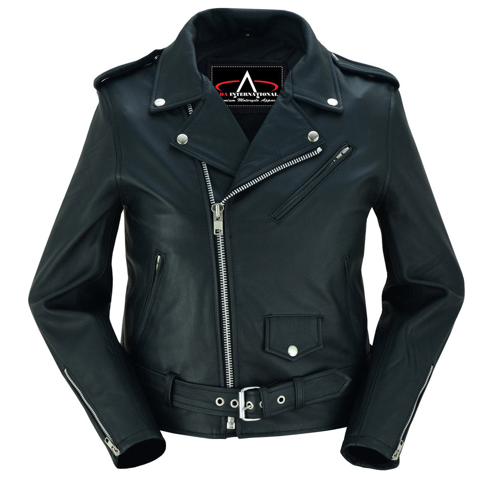 ADA850 Women's Classic Plain Side Fitted M/C Style Jacket
