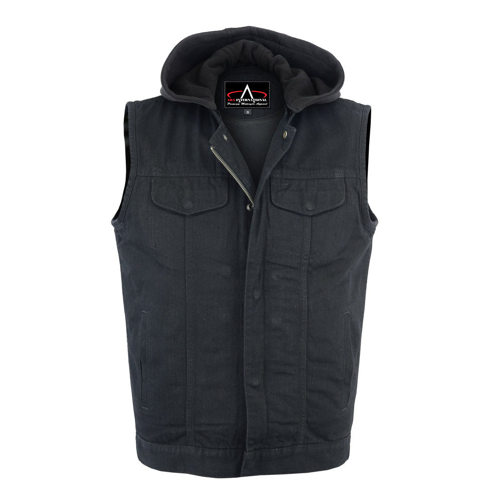 ADA982 Men's Black Denim Single Back Panel Concealment Vest w/Rem