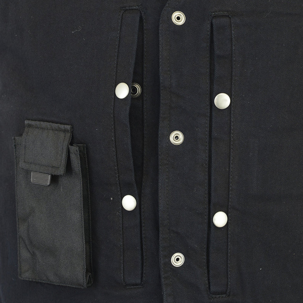 ADA905BK Men's Single Back Panel Concealed Carry Denim Vest