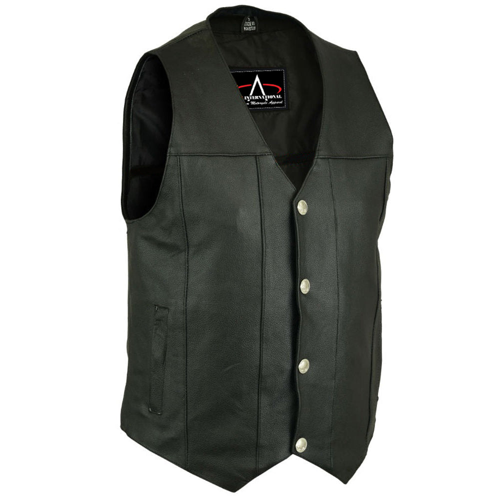 ADA141 Men's Black Leather Concealed Carry Vest with Buffalo Nickel Snaps