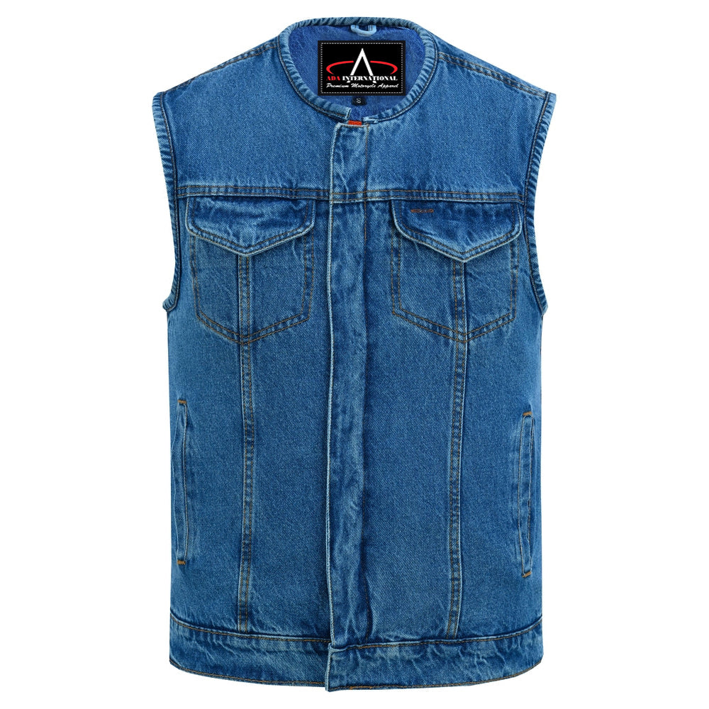 ADA981BU Concealed Snaps, Denim Material, Hidden Zipper, w/o Collar