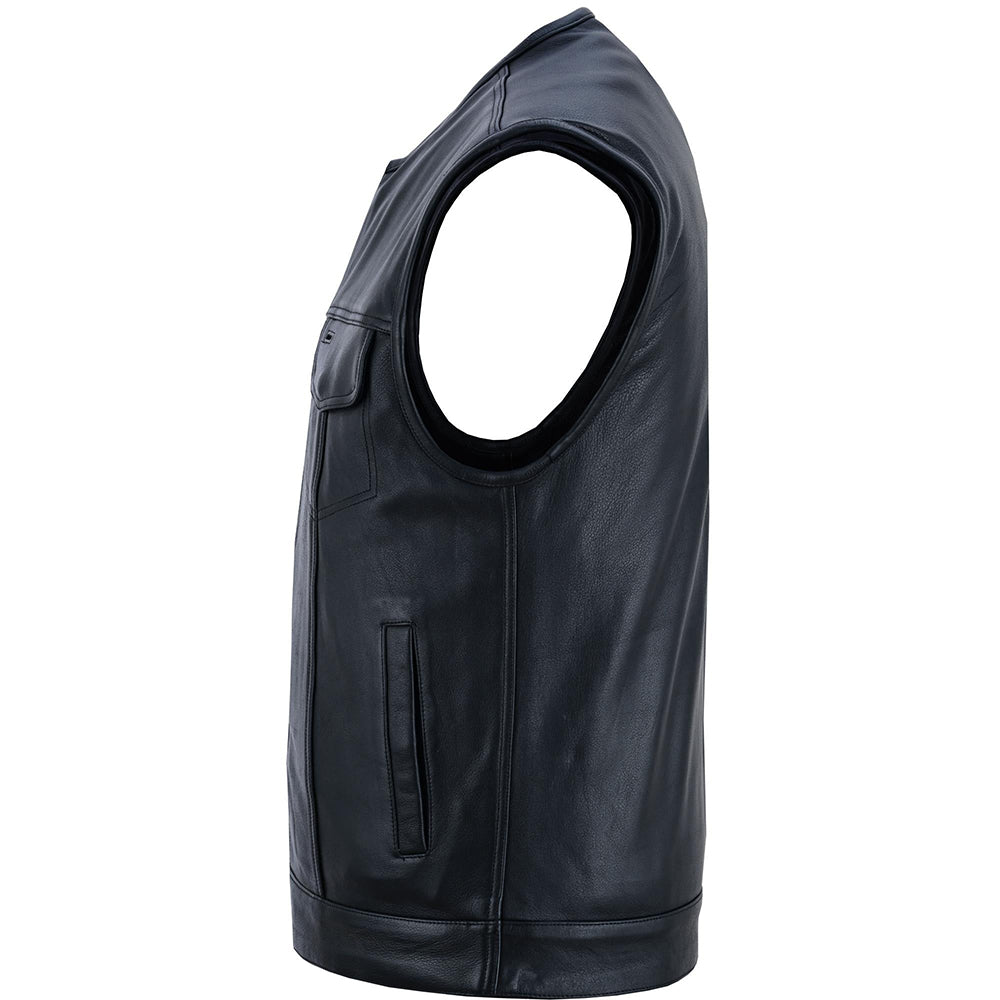 ADA181A Men’s Black Milled Leather Concealed Vest