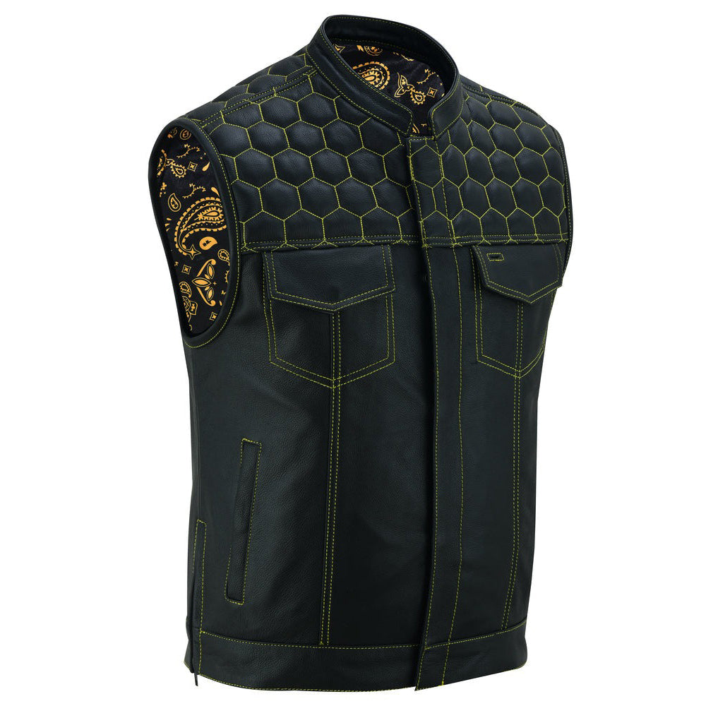 ADA195 Gold Rush Men's Motorcycle Leather Vest