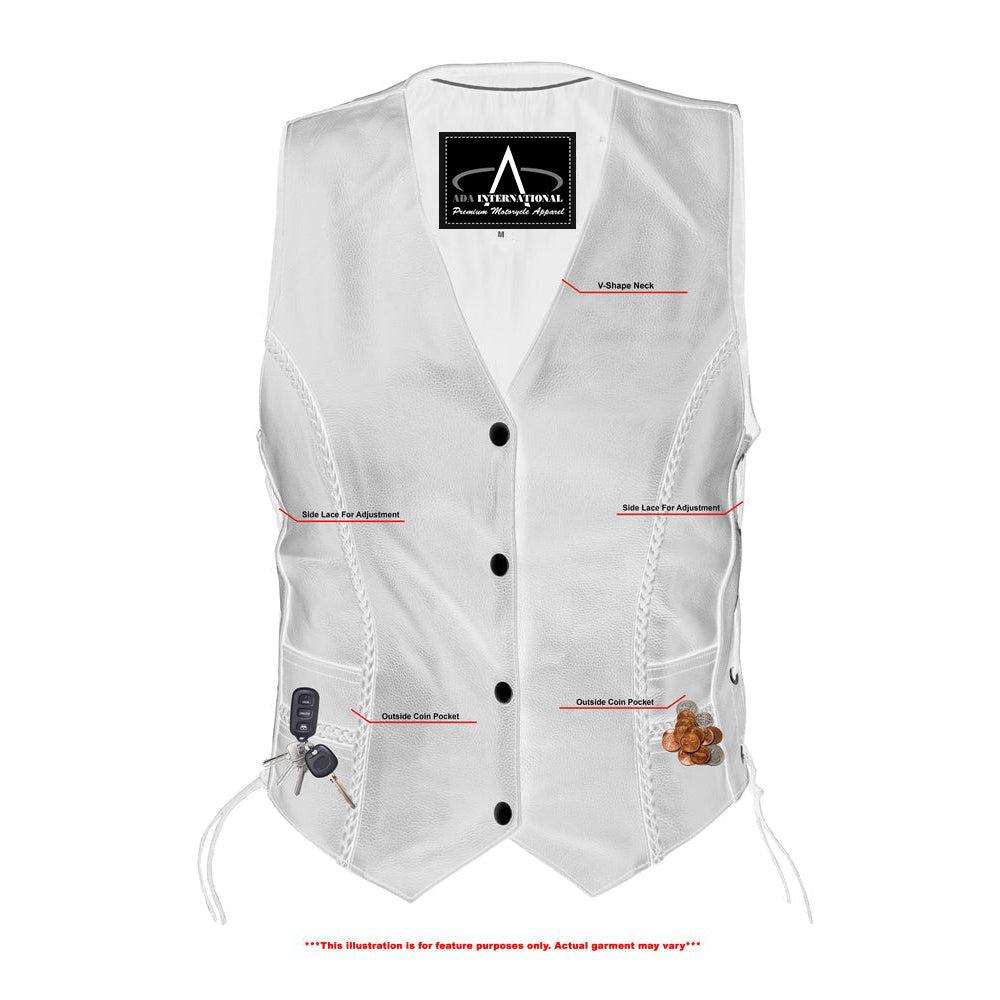 ADA222 Women's Braided Leather Vest