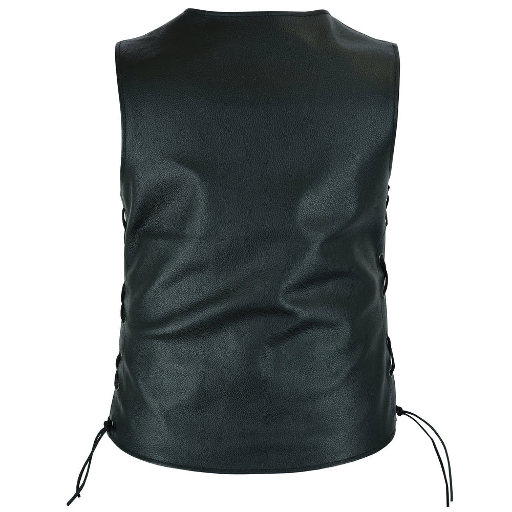 ADA206 Women's Stylish Longer Body 3/4 Leather Vest - Side Laces