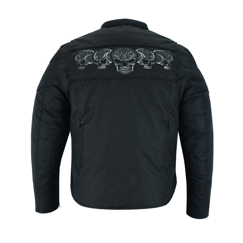 ADA600 Men's Textile Scooter Style Jacket w/ Reflective Skulls