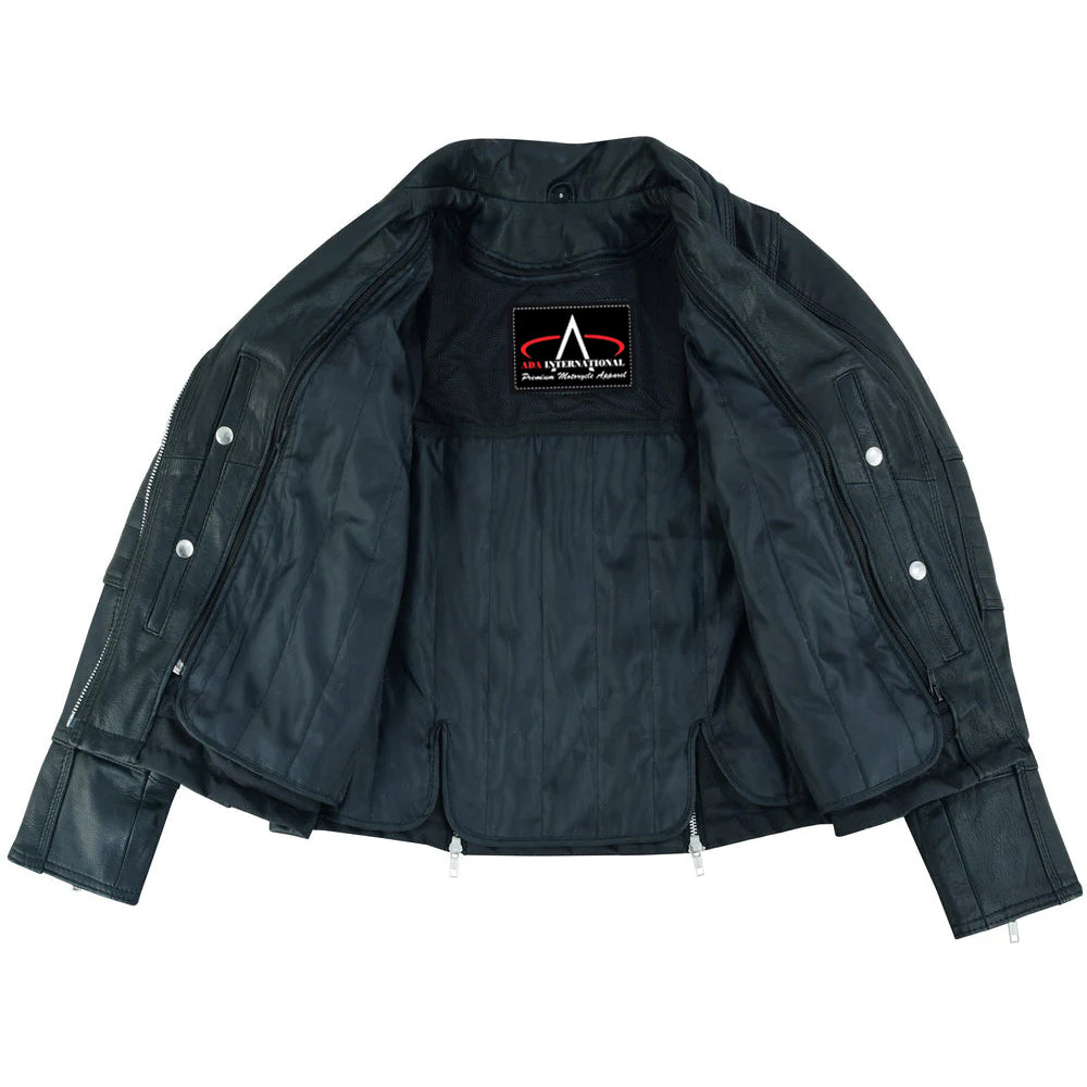 ADA757 Men's Lightweight Drum Dyed Naked Lambskin Crossover Scooter Ja