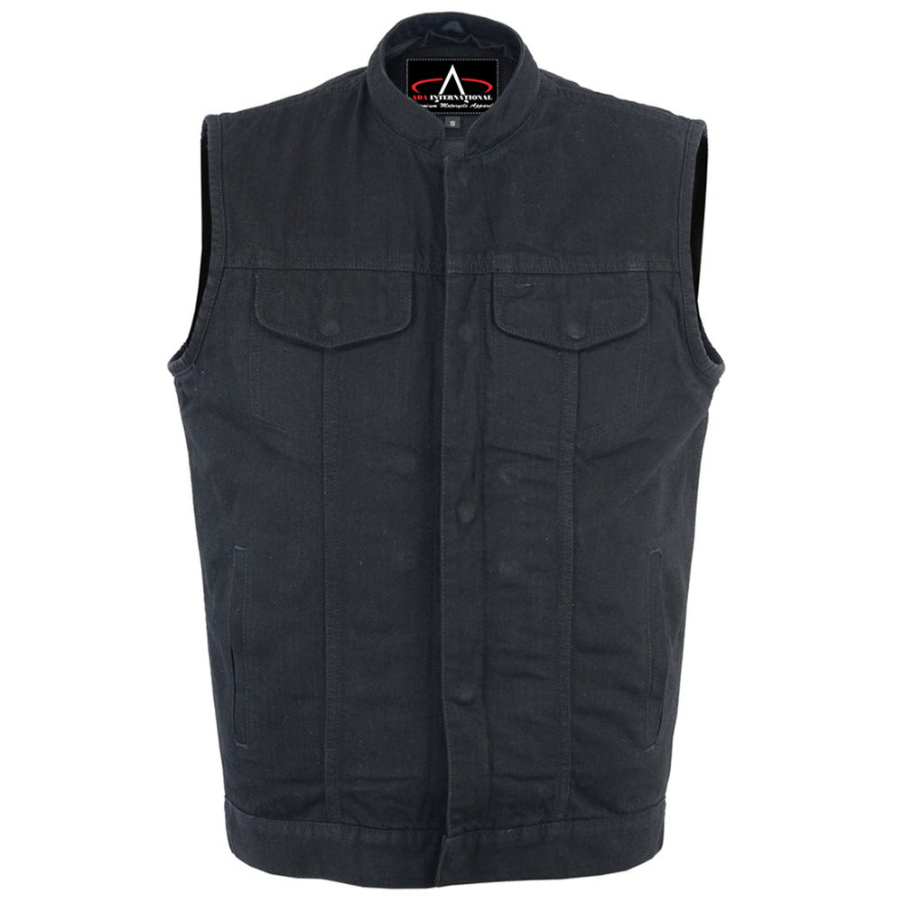 ADA982 Men's Black Denim Single Back Panel Concealment Vest w/Rem
